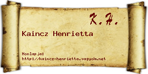 Kaincz Henrietta névjegykártya
